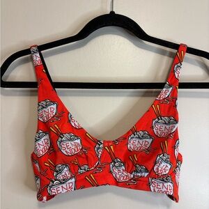 MeUndies Red Graphic Bra with Noodle Design